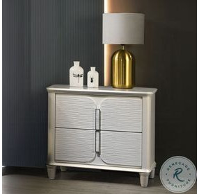 Laveda Pearl White 2 Drawer Nightstand