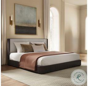 Clayten Fabric and Espresso Eastern King Upholstered Bed