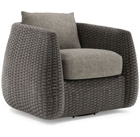 Sarene Gray Upholstered Outdoor Swivel Accent Chair