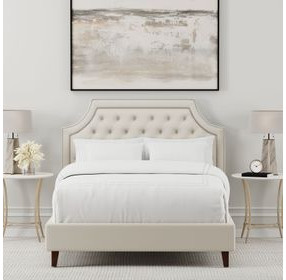 Jasmine Champagne Natural California King Upholstered Panel Bed