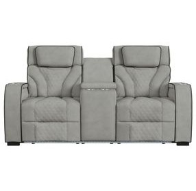 Tundra Simba Taupe 74" Motion Reclining Loveseat with Console and LED