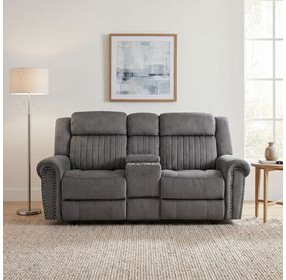 Brennen Charcoal Double 76" Reclining Console Loveseat