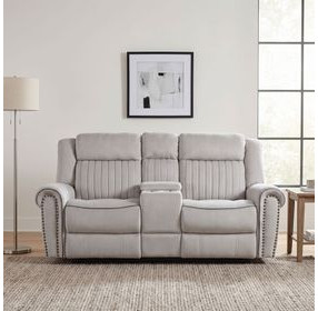Brennen Mist Double 76" Reclining Loveseat with Center Console