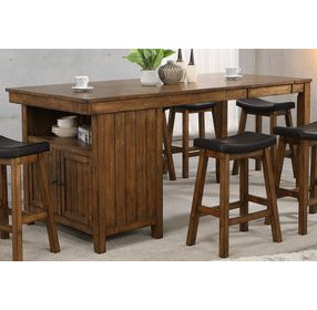 Brigantine Distressed Walnut Extendable Rectangular Counter Height Kitchen Island Set