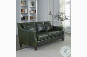Miles Green Leather Sofa