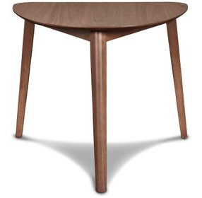 Oscar Walnut and Teal 35" Triangular Corner Dining Set with 2 Cushion Chairs