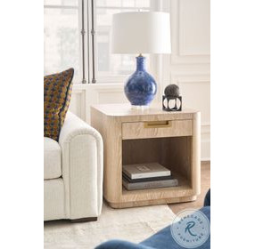 Cadence Sand Cerused 1 Drawer Side Table