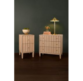Carmack Cerused Oak Rectangular 3 Drawer Side Table