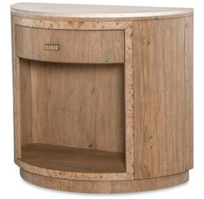 Monterey Hawthorne Light and Beige 1 Drawer Demilune Travertine Top Nightstand