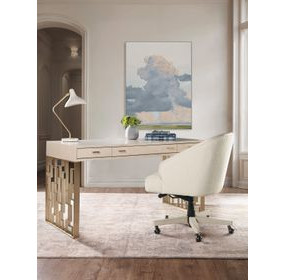 Marlowe Polished Limestone and Gold 56" Writing Desk