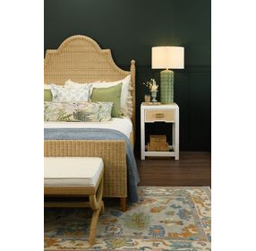 Jean Natural Grasscloth Rectangular 1 Drawer Side Table