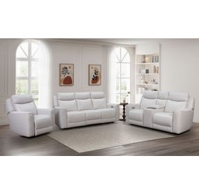 Chester Denisa Soft White Leather 76" Power Reclining Console Loveseat with Power Lumbar and USB Charging