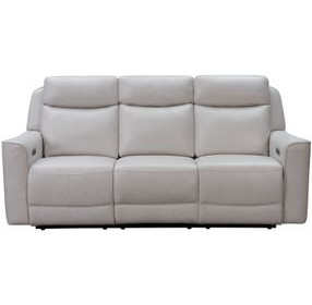 Chester Denisa Soft White Leather Power Reclining Living Room Set with Power Lumbar and USB Charging
