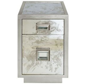 Cisco Silver Leaf Rectangular 2 Drawer Side Table
