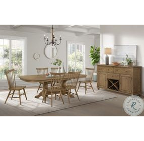 Colonial Oak Weathered Chestnut Trestle Extendable Dining Table