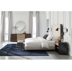 Decent Proposal Dark Chocolate and Champagne Gold Performance Fabric Upholstered King Platform Bed