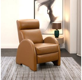 Clair Pretty G Yellow Brown Leather Push Thru The Arms Recliner