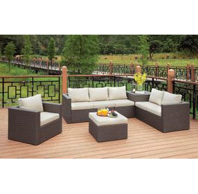 Davina Brown and Beige 3 Piece 104" Outdoor Patio Set with Storage