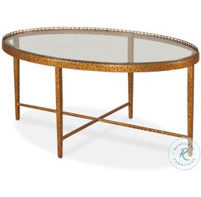 Logan Glass And Warm Gold Leaf Brass Oval Occasional Table Set