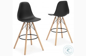 Jaspeni Black And Natural Counter Height Stool Set Of 2