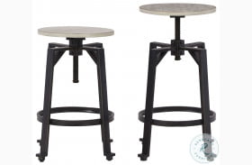 Karisslyn Whitewash And Black Swivel Adjustable Counter Height Stool Set Of 2