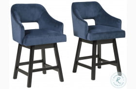 Tallenger Blue And Dark Brown Counter Height Stool Set Of 2