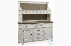 Bellevue Manor Bisque and Weathered Shutter Buffet With Hutch