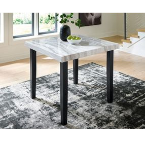 Chyndon Gray and Black 42" Square Marble Top Counter Height Dining Table