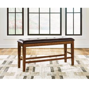 Ralene Medium Brown Upholstered Counter Height Dining Bench