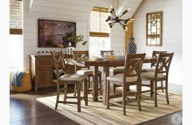 Moriville Grayish Brown Extendable Counter Height Dining Room Set