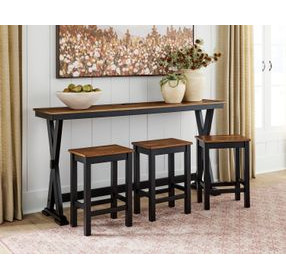 Wildenauer Deep Brown and Satin Black 4 Piece Counter Height Dining Set with USB Charging