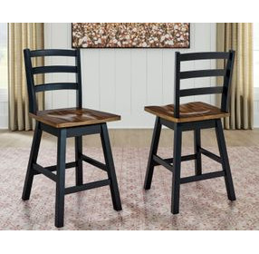 Wildenauer Brown and Black Swivel Counter Stool Set of 2