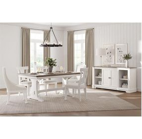 Kingston Whisper White and Cerused Nutmeg Extendable Rectangular Dining Room Set