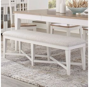Americana Modern Cotton 58" Upholstered Dining Bench