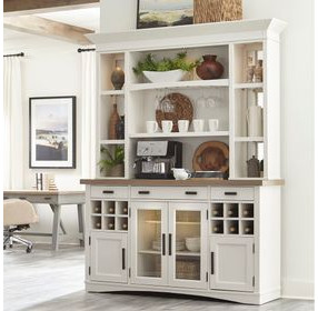Americana Modern Cotton 69" Quartz Insert Buffet with Display Hutch