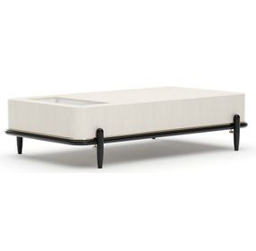 Madera Opal Ash and Modern Walnut Rectangular Marble Top Leg Cocktail Table