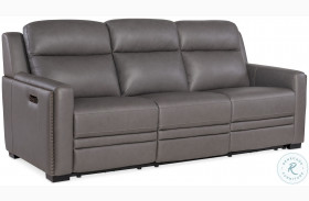 McKinley Candid Shale Leather Power Reclining Sofa with Power Headrest And Lumbar