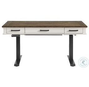 Drake Rustic White and French Oak Adjustable Height Lift Home Office Set