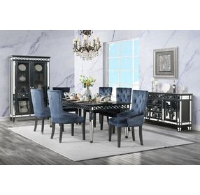 Varian II Dark Navy Upholstered Side Chair with Nailhead Trim