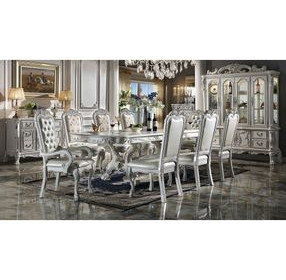 Dresden Bone White Upholstered Arm Chair with Nailhead Trim Set of 2