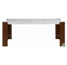 Hettie Engineered Stone and Walnut Rectangular Dining Room Set
