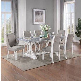 Hollyn Engineered Stone and White 78" Rectangular Stone Top Dining Table