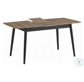 Lanae Natural and Black Extendable Rectangular Dining Room Set