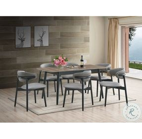 Lanae Natural and Black 63" Extendable Rectangular Dining Table