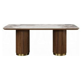 Willene White and Dark Oak 71" Rectangular Ceramic Top Dining Room Set