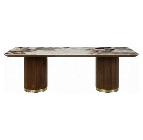 Willene White and Dark Oak 94" Rectangular Ceramic Top Dining Room Set