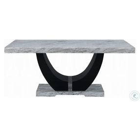 Caralin Engineered Stone and Black Rectangular Dining Room Set