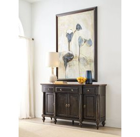 Harrison Bridgetown Black and Heritage Maple 4 Door Credenza