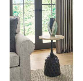 Hidden Treasures Essential Beige and Black Round Accent Table