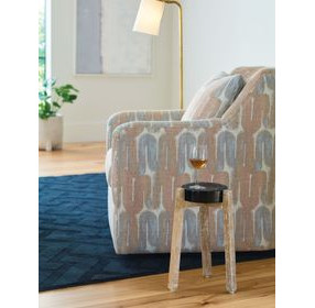 Hidden Treasures Black and Brown Round Glass Top Accent Table